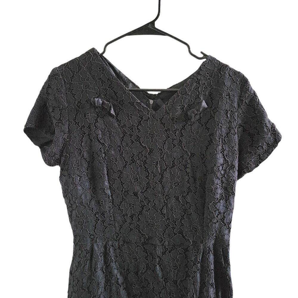 Vintage 1960s Black Lace Dress with Rear Zipper